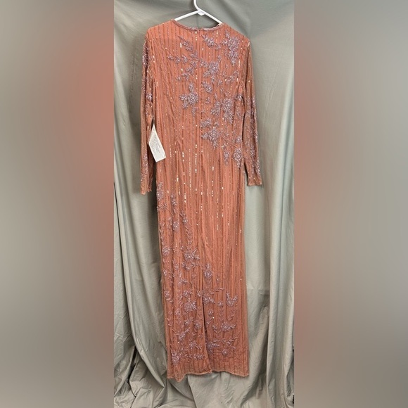 MAC DUGGAL 93626 Pink Embellished High Neck Illusion Long Sleeve Gown - Picture 5 of 6